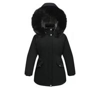 linboo Enfant Fille Manteau à Capuche Fourrure Doudoune Doublure Polaire Chaud Veste d'Hiver Parka Blouson Vêtement de Neige