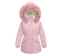 linboo Enfant Fille Manteau à Capuche Fourrure Doudoune Doublure Polaire Chaud Veste d'Hiver Parka Blouson Vêtement de Neige