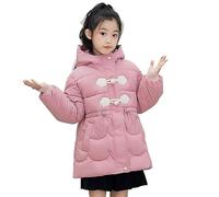 linboo Manteau Fille Doudoune Hiver Chaud Blouson Enfant à Capuche Mignon Princesse Veste en Imitation Cuir, Imperméable, Respirant, Rose, 7-8 ans