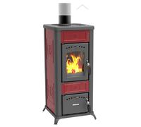 Lincar Alice 480Az Poêle À Bois Cœur Vermiculite 7Kw Fabriqué En Italie Rouge