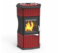 LINCAR Monella 184N Rossa Poêle à Bois 13,3 Kw Au Céramique / Tête de Lit Fonte