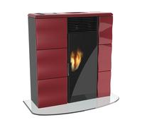 LINCAR Olga 502 L Mince Poêle La Pellets Céramique Rouge L5022504 Minuteur