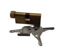 Lince - Cylindre Ovale de Serrure avec bouton | Pour Profils Etroits Double Entrée | C00 27x B27L Laitonné Fourni avec Trois clés Plates.