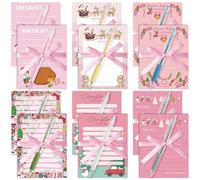 Lincia Lot de 24 blocs-notes de Noël lignés avec stylo et nœud rose pour professeur Appréciation des professeurs Notes à faire - Bloc-notes pour liste de courses, cadeaux pour Noël, fête des