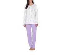 Linclalor - Pyjama d'été pour femme en Jersey, entièrement ouvert avec pantalon long. Disponible en deux variantes et jusqu'à la taille 60-2105083, Ciel/Pacifique, 56
