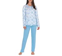 Linclalor - Pyjama d'été pour femme en Jersey, entièrement ouvert avec pantalon long. Disponible jusqu'à la taille 58-2105081, Pacifique, 52