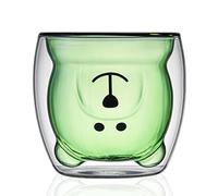 LINCMAN Mug en Verre Double Paroi Isolé - Tasse à Espresso, Thé, Lait en Forme d'Ours - Cadeau d'Anniversaire pour Bureau