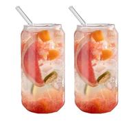 LINCMAN Wide mouth glass, reusable cocktail glass, suitable for iced coffee pearl milkshake juice milk cup lemon tea, birthday gift for friends and family(2PC 17OZ)