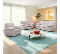 Lincoln ensemble canapé 3 places + 2 places + fauteuil en velours côtelé beige