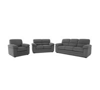 Concept Usine - Ensemble canapé Lincoln 3 places + 2 places + fauteuil - Velours côtelé gris foncé
