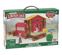 Lincoln Logs Fun on The Farm Bûches en Bois véritable 89 pièces À partir de 3 Ans