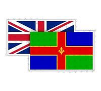 Lincolnshire County - Paire de drapeaux Union Jack britanniques, 125 mm
