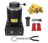 LINCYS Four Fusion Électrique pour Métaux avec Creuset Graphite, Four Fusion Automatique Électrique Four Fusion d'or 1150℃, Utilisé pour Les Bijoux en Or Et en Argent en Métal Précieux,Black-2KG