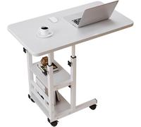 LINCYS Table de Chevet à Hauteur Variable 23,6-33,5" | 2 étagères intégrées, Plateau Large pour Laptop ou Plateau-Repas - pour Travailler, Lire ou Manger au lit/canapé sans Mal de Dos