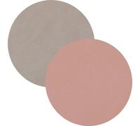 LIND DNA Dessous de verre Nupo - Cuir - Rose / Gris clair - double face - ø 10 cm