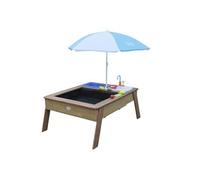 AXI Table sable et eau Linda avec cuisine et évier marron parasol bleu et blanc