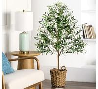 Lindahandel Olivier artificiel - 150 cm - Grand olivier artificiel avec mousse artificielle à décorer - Olive artificiel en pot - Pour salon, bureau, décoration méditerranéenne
