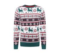 Lindbergh Pull-over 'Christmas' vert / rouge orangé / blanc, Taille XXL