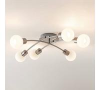 Lindby Agmar Plafonnier Led, Nickel, À 6 Lampes nickel, blanc