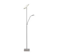 Lindby Ampoules LED lampadaire à éclairage indirect en nickel satiné, | liseuse2 sources lumineuses, moderne, 3000 k blanc chaud pour salon, séjour, salle à manger