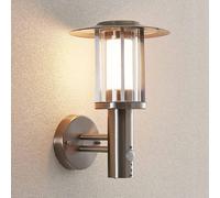 Lindby applique d'extérieur LED Gregory, détecteur, acier inoxydable, IP44 Gregory, gris, Inox, Moderne