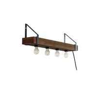 Lindby Applique Murale Vatana avec une connexion USB à intensité variable (Traditionnel) en Marron Bois e. a. pour Salon & Salle manger (à 4 lampes, E27) Lampe Eclairage