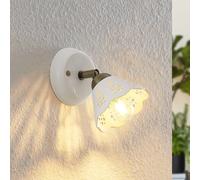 Lindby Efgenia spot à une lampe Lindby, dimmable, blanc, Salon / Salle à manger, Céramique, Maison de campagne / Rustique, Spot