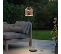 Lindby Lampadaire d'extérieur Taryn, marron, plastique, IP44 172 cm Taryn, bois clair, Matière Plastique, Maison de campagne / Rustique