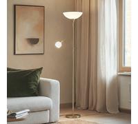 Lindby lampadaire Elaina, lampe de lecture, couleur laiton, 183cm E27 Elaina, doré, Salon / Salle à manger, Métal, Moderne, Lampadaire