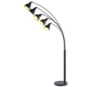 Lindby Lampadaire Lira (Moderne) en Noir Métal e. a. pour Salon & Salle à manger (à 5 lampes, E27), arqué, lampadaire arc, lampe sur pied, de salon éclairage