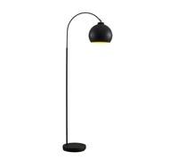 Lampadaire arc Minali Lindby, noir, Salon / Salle à manger, Métal, Moderne, Lampadaire