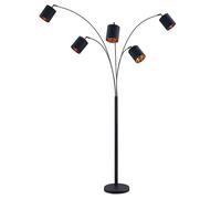Lindby Lampadaire Tissu Abiram (Moderne) en Noir Métal e. a. pour Salon & Salle à manger (à 5 lampes, E14), Sur Pied, Lampe a de Sol