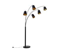 Lindby Lampadaire Tissu Tinne (Moderne) en Noir Textile e. a. pour Salon & Salle à manger (à 5 lampes, E14), Sur Pied, Lampe a de Sol