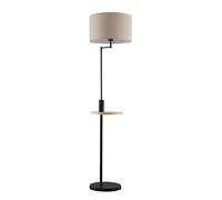 Lindby Lampadaire Tissu Zinia avec une connexion USB (Moderne) en Noir Métal e. a. pour Salon & Salle à manger (1 lampe,à E27), Sur Pied, Lampe a de Sol