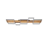 Lindby LED Plafonnier Galad à intensité variable (Moderne) en Marron Bois e. a. pour Salon & Salle manger (à 5 lampes,), Eclairage Lampe Luminaire Plafond Eclerage