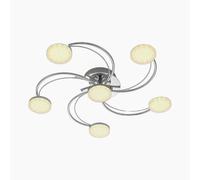 Lindby LED Plafonnier Rouven (Moderne) en Argent Métal e. a. pour Salon & Salle à manger (à 6 lampes,), Eclairage Lampe Luminaire Plafond Eclerage Interieur