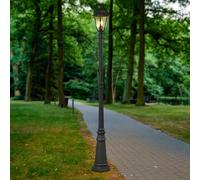 Lindby luminaire d'extérieur Edana, 211 cm, anthracite, E27, IP44 Edana, noir, Aluminium, Moderne