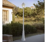 Lindby luminaire d'extérieur Edana, 211 cm, blanc, métal, E27, IP44 Edana Lindby, dimmable, blanc, Aluminium, Moderne
