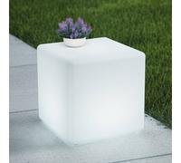 Lindby Luminaire d'extérieur LED à batterie Cubara, RVB, cube, plastique Cubara Lindby, dimmable, blanc, Matière Plastique, Moderne