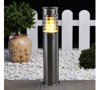 Lindby Luminaire pour socle Enja, 50 cm, acier inoxydable, IP44, E27 Enja Lindby, dimmable, gris, Inox, Moderne, Luminaire extérieur