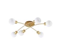 Lindby Plafonnier Agmar à intensité variable (Moderne) en Doré Métal e. a. pour Salon & Salle manger (à 6 lampes, E14) Luminaire Lampe Plafond Eclerage Eclairage Interieur
