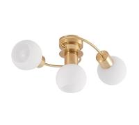 Lindby Plafonnier Ciala à intensité variable (Moderne) en Doré Verre e. a. pour Salon & Salle manger (à 3 lampes, E14) Luminaire Lampe Plafond Eclerage Eclairage Interieur