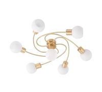 Lindby Plafonnier Ciala à intensité variable (Moderne) en Doré Verre e. a. pour Salon & Salle manger (à 7 lampes, E14) Luminaire Lampe Plafond Eclerage Eclairage Interieur