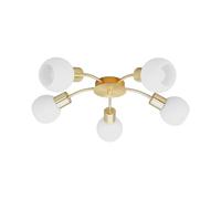 Lindby Plafonnier Elaina à intensité variable en Doré Métal e. a. pour Salon & Salle manger (à 5 lampes, E14), Luminaire Plafonnier, Lampe Plafond, Eclerage Eclairage Interieur