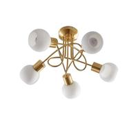 Lindby Plafonnier Elaina à intensité variable (Moderne) en Doré Verre e. a. pour Salon & Salle manger (à 5 lampes, E14) Luminaire Lampe Plafond Eclerage Eclairage Interieur