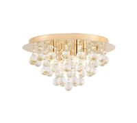 Lindby Plafonnier Gillion à intensité variable en Doré Cristal e. a. pour Salon & Salle manger (à 4 lampes, G9), cristal, plafonnier, lampe
