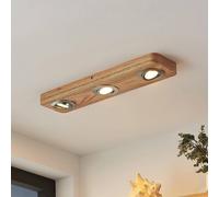 Lindby Plafonnier LED Mikari, 48 cm, bois, orientable Mikari, bois clair, Salon / Salle à manger, Bois, Moderne, Plafonnier