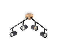 Lindby Plafonnier LED Xiomara à intensité variable (Moderne) en Noir Métal e. a. pour Salon & Salle manger (à 4 lampes, GU10), Eclairage LED, Lampe Luminaire Plafonnier, Plafond