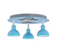 Lindby Plafonnier Roxas à intensité variable en Bleu Métal e. a. pour Chambre d'enfant (à 3 lampes, GU10), enfants, plafonnier, lampe