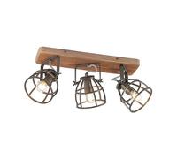 Lindby Plafonnier Rutger à intensité variable (Antique, Classic) en Marron Bois e. a. pour Salon & Salle manger (à 3 lampes, E14), bois, plafonnier, lampe